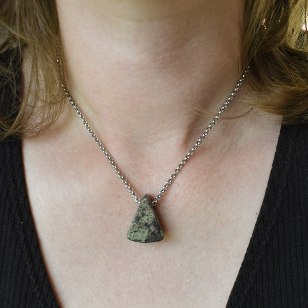 Unique Jasper Pendant Necklace with Custom Chain
