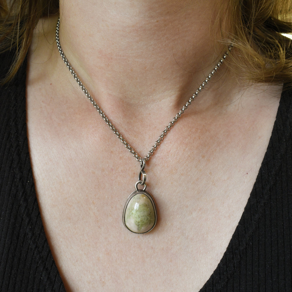 (Held) Washington Unakite Necklace in Sterling Silver with Custom Chain