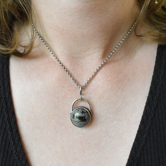 Porcelain Jasper Sterling Silver Pendant Necklace