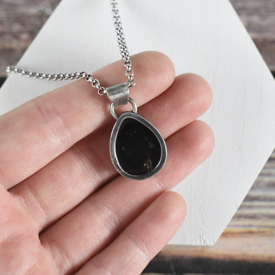 (Held for Sally) Garnet Pendant in Sterling Silver with Custom Chain