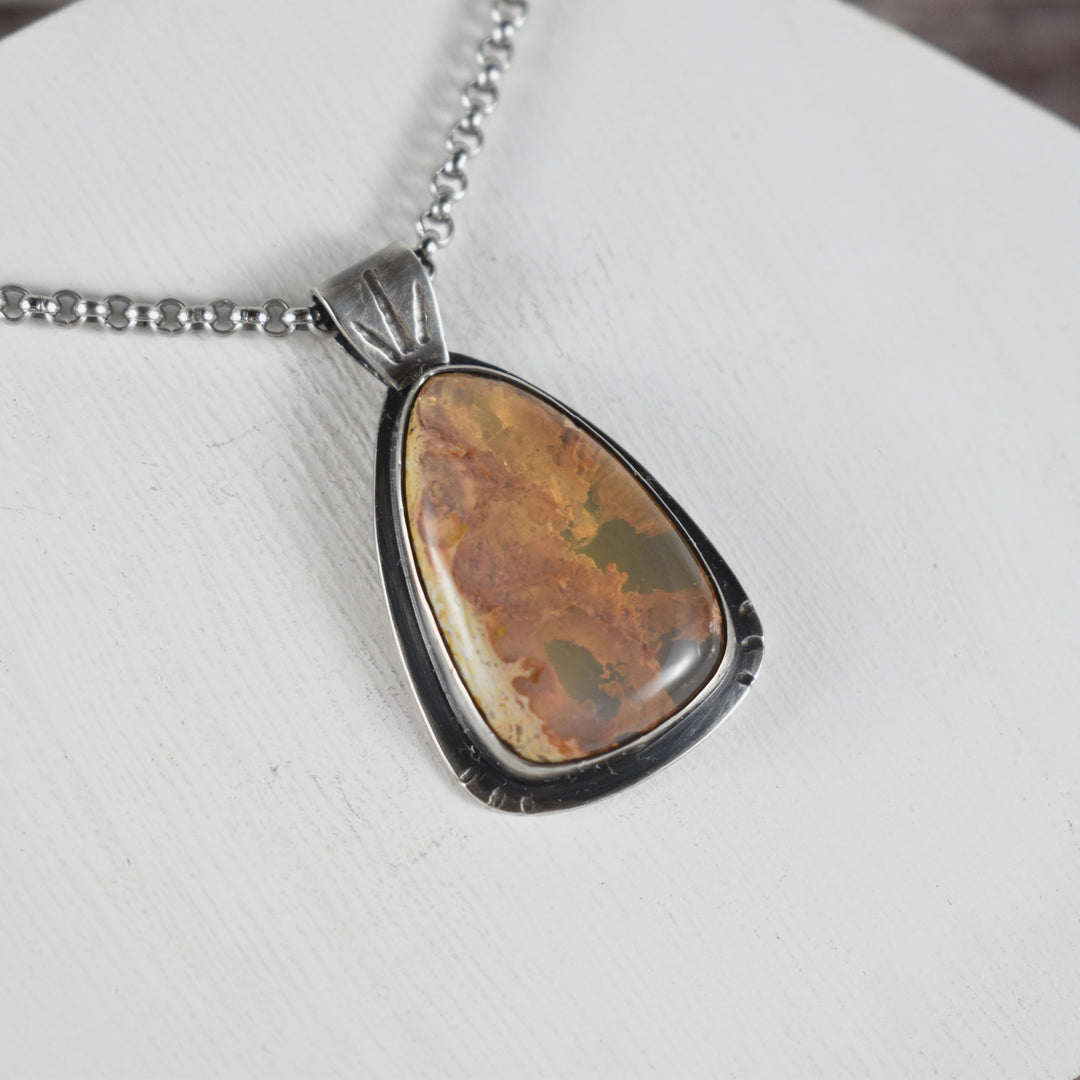 Large Opal Pendant in Sterling Silver with Custom Chain