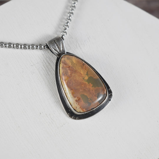 Large Opal Pendant in Sterling Silver with Custom Chain