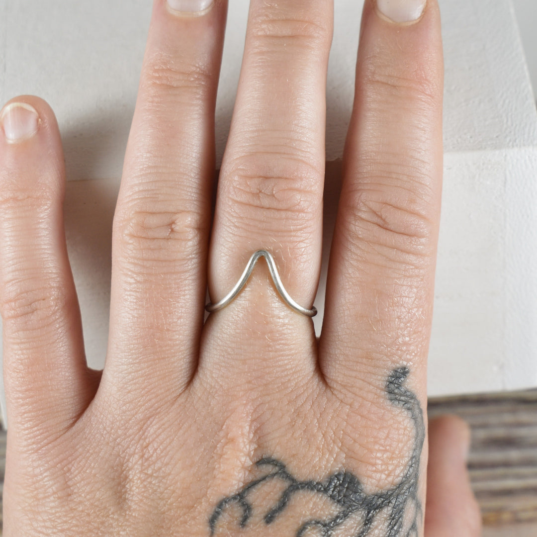 Chevron Ring in Sterling Silver - Custom Size and Coated