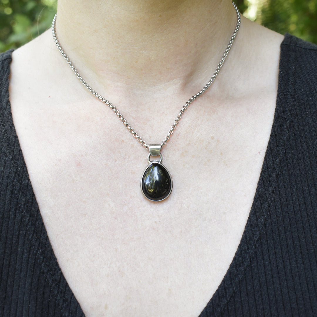 (Held for Sally) Garnet Pendant in Sterling Silver with Custom Chain
