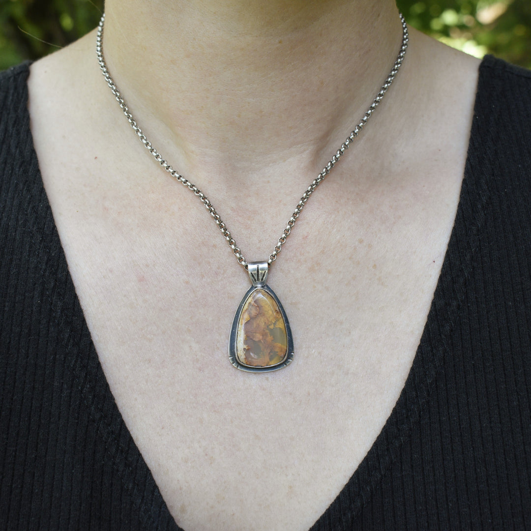 Large Opal Pendant in Sterling Silver with Custom Chain