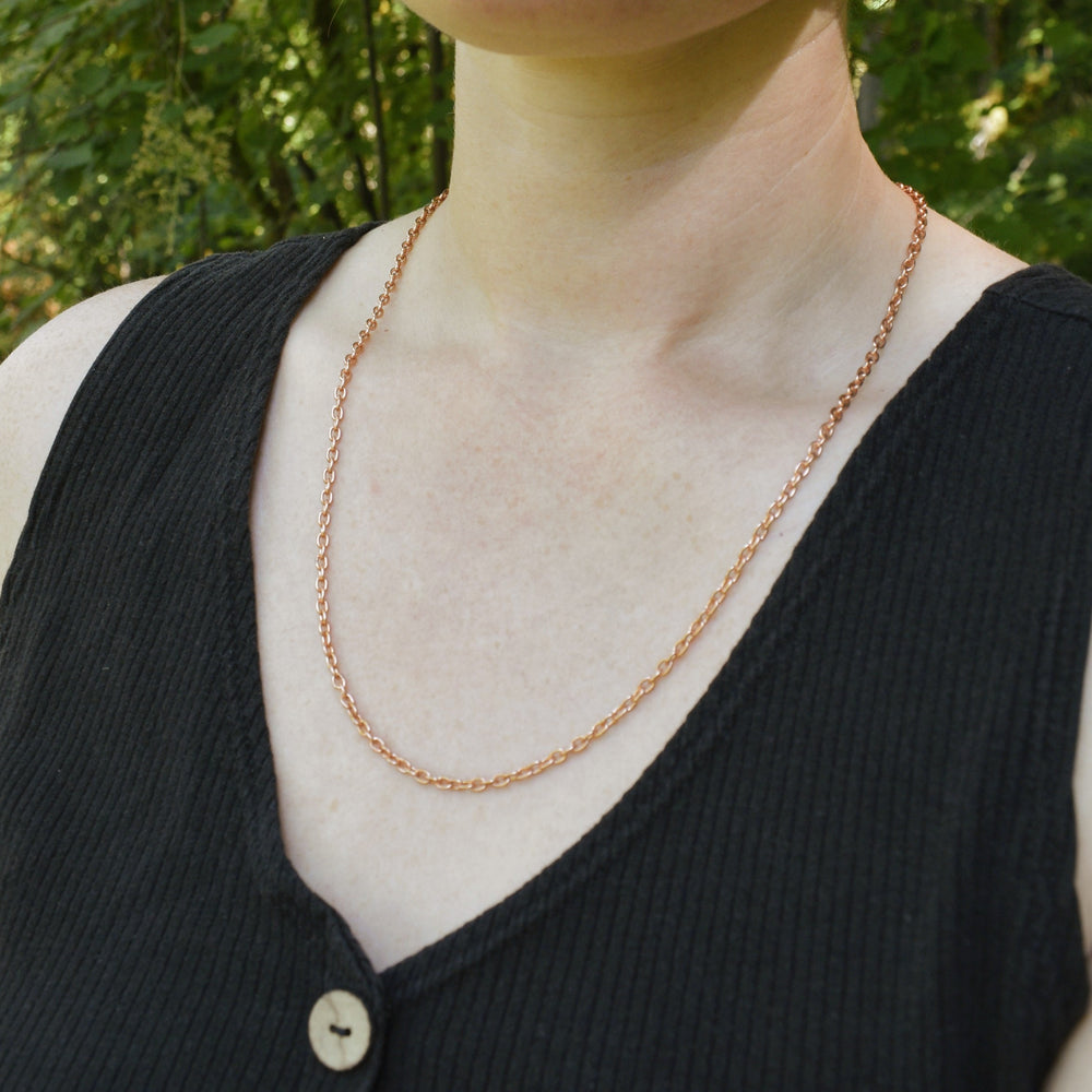 Real Copper Chain Necklace, Adjustable, Coated