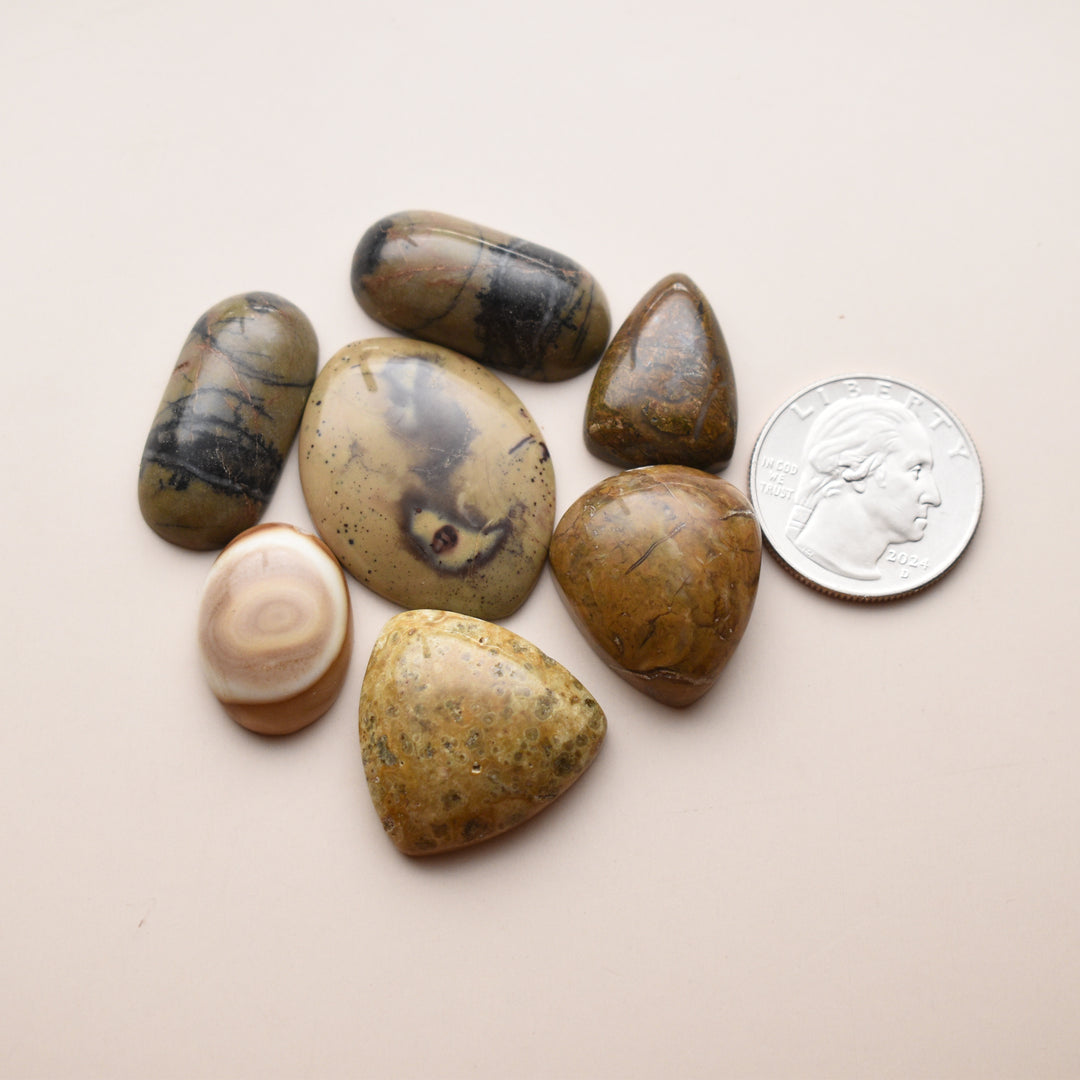 Yellow Stone Cabochons Lot