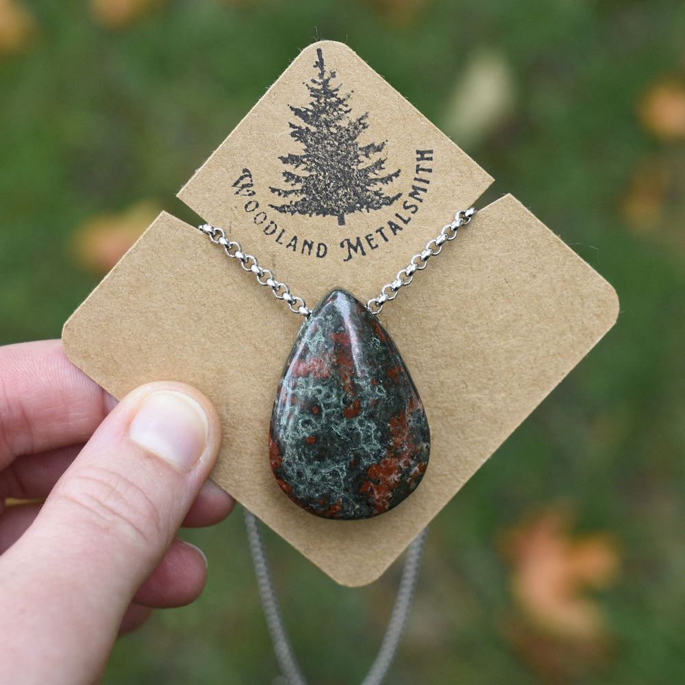 Bloodstone Necklace with Custom Chain or Cord