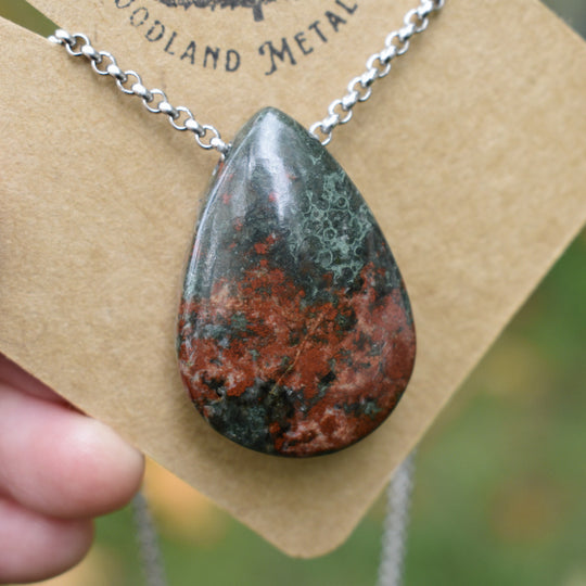 Bloodstone Necklace with Custom Chain or Cord