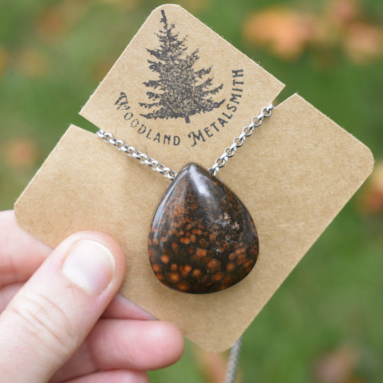 Washington Poppy Jasper Necklace with Custom Chain or Cord
