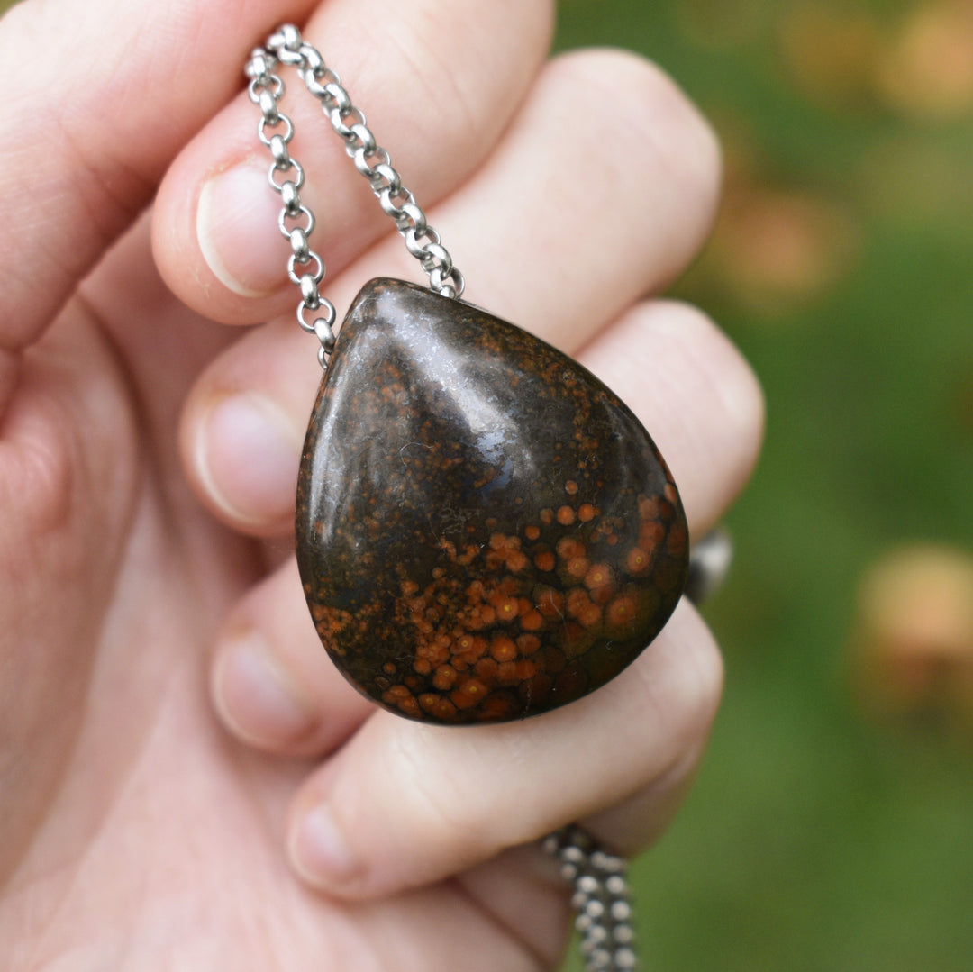 Washington Poppy Jasper Necklace with Custom Chain or Cord