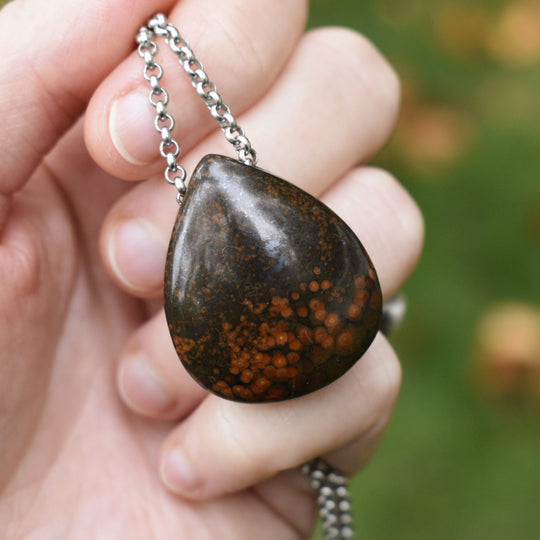 Washington Poppy Jasper Necklace with Custom Chain or Cord