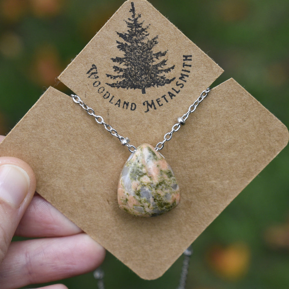Washington Unakite Necklace with Custom Chain or Cord