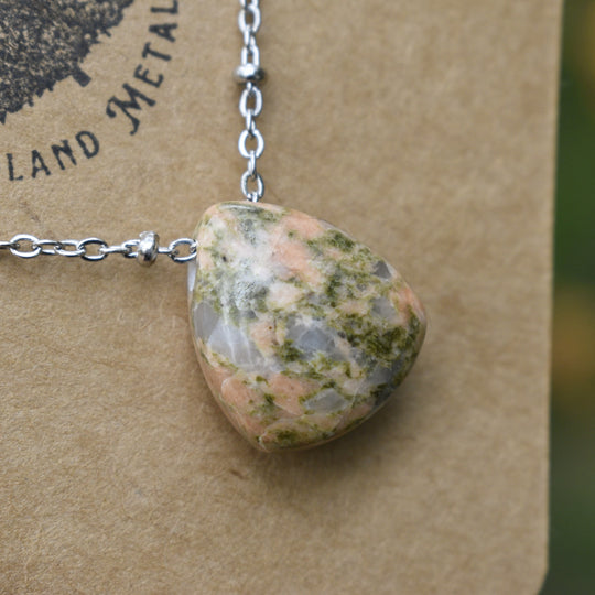 Washington Unakite Necklace with Custom Chain or Cord