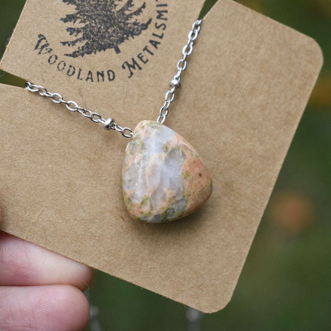 Washington Unakite Necklace with Custom Chain or Cord