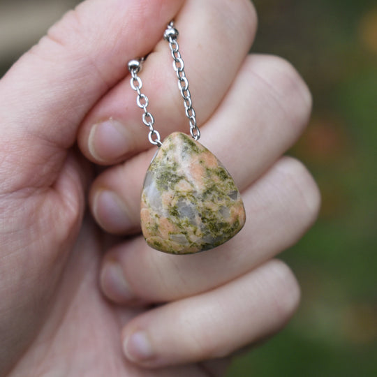 Washington Unakite Necklace with Custom Chain or Cord