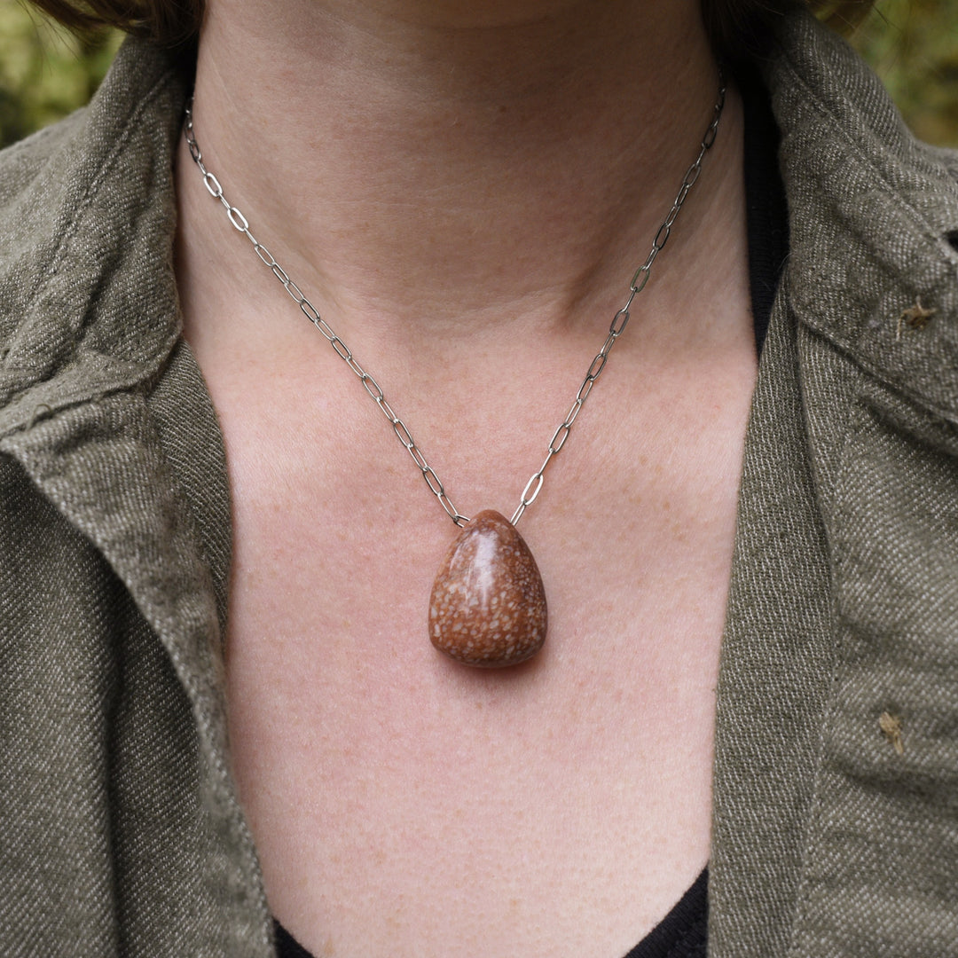 Agatized Fossil Necklace with Custom Chain or Cord