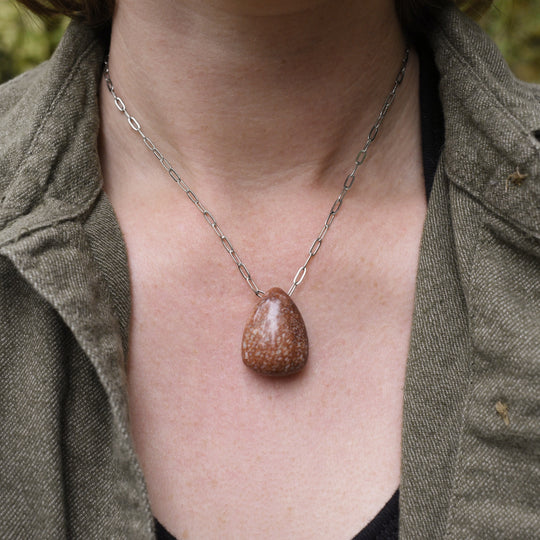 Agatized Fossil Necklace with Custom Chain or Cord