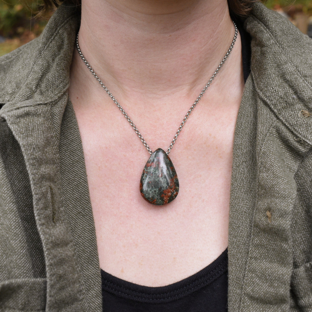 Bloodstone Necklace with Custom Chain or Cord