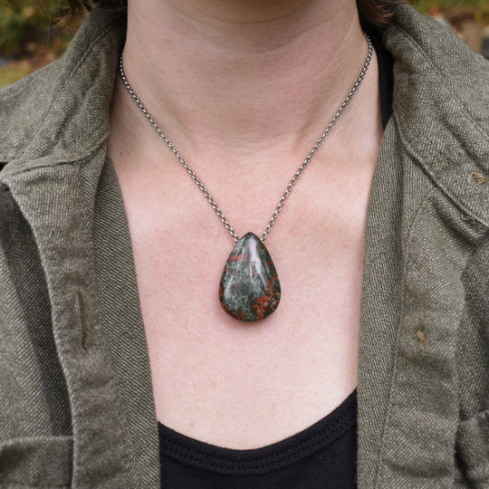 Bloodstone Necklace with Custom Chain or Cord