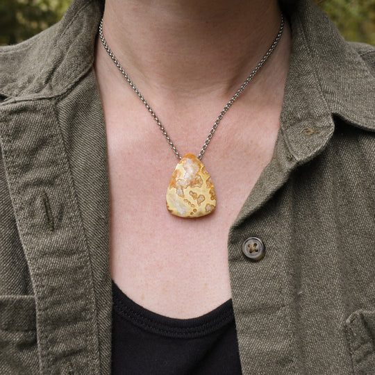 Tubal Agate Necklace with Custom Chain or Cord