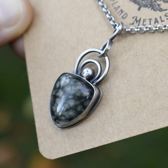 Quartz Beach Stone Necklace in Sterling Silver with Custom Chain