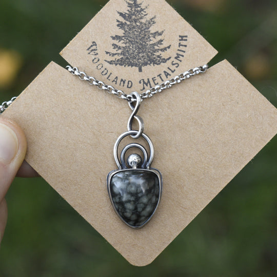 Quartz Beach Stone Necklace in Sterling Silver with Custom Chain