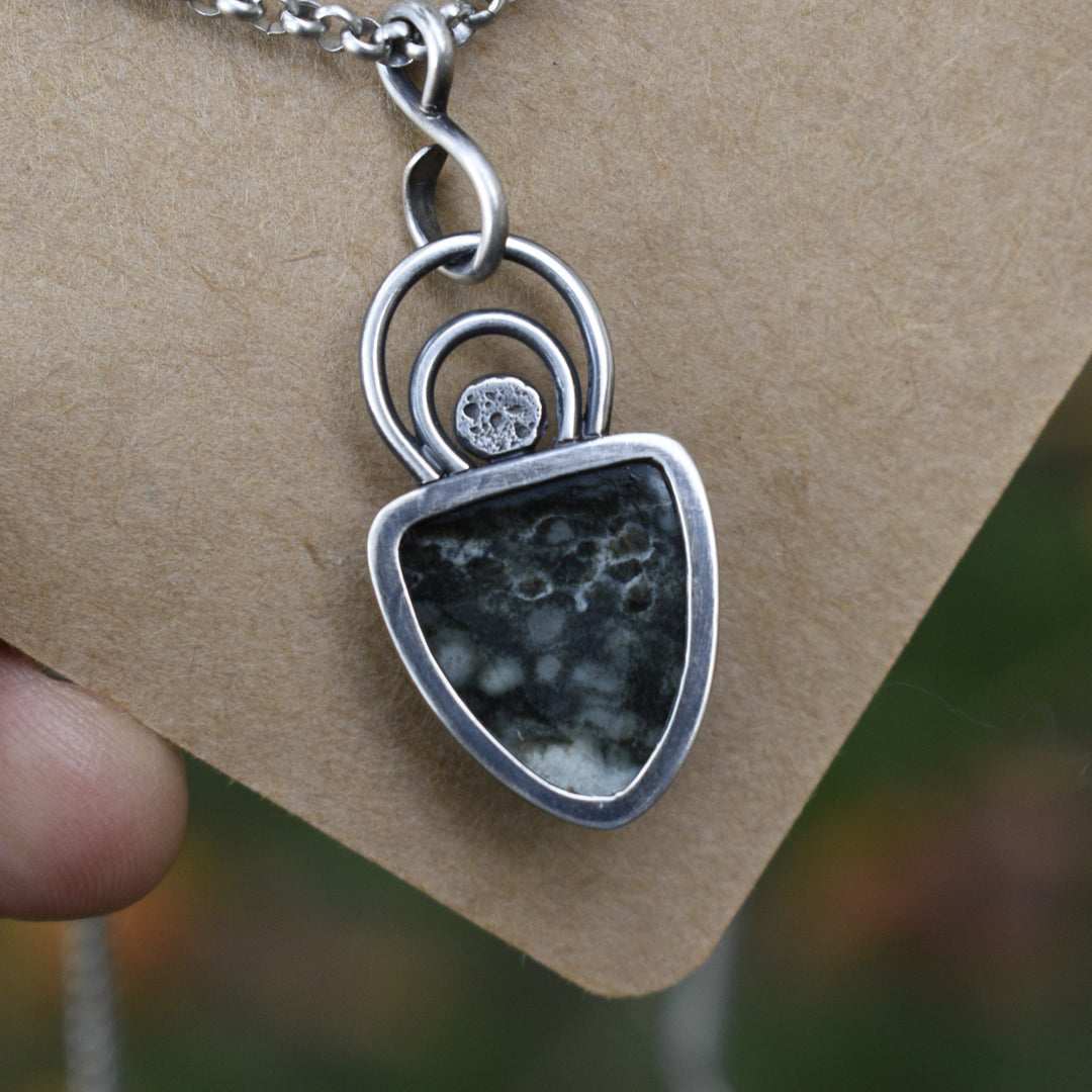 Quartz Beach Stone Necklace in Sterling Silver with Custom Chain