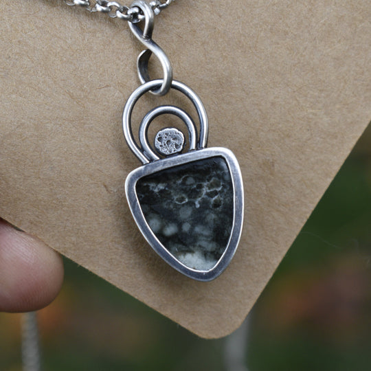 Quartz Beach Stone Necklace in Sterling Silver with Custom Chain
