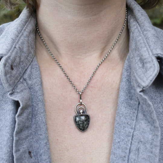 Quartz Beach Stone Necklace in Sterling Silver with Custom Chain
