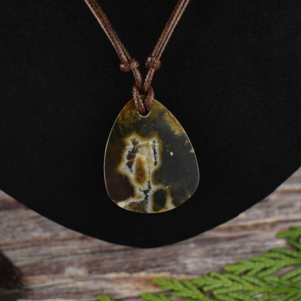 Agate Pyrite Focal Pendant Necklace