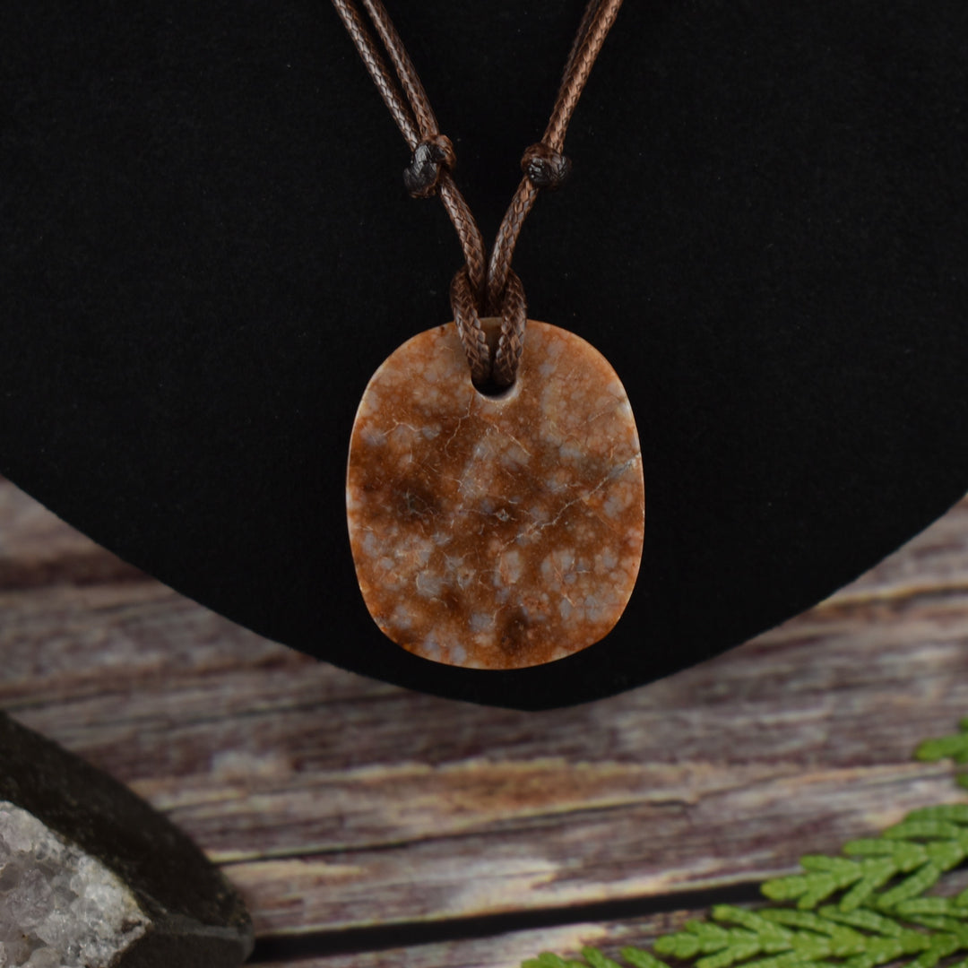 Orange Coral Fossil Focal Pendant Necklace