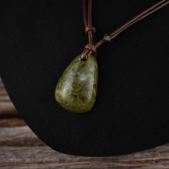 Epidote and Quartz Focal Pendant Necklace