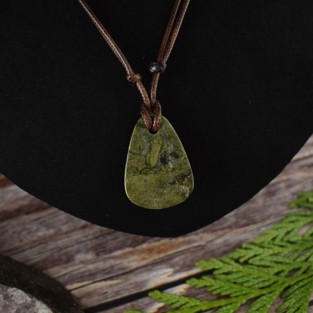 Epidote and Quartz Focal Pendant Necklace