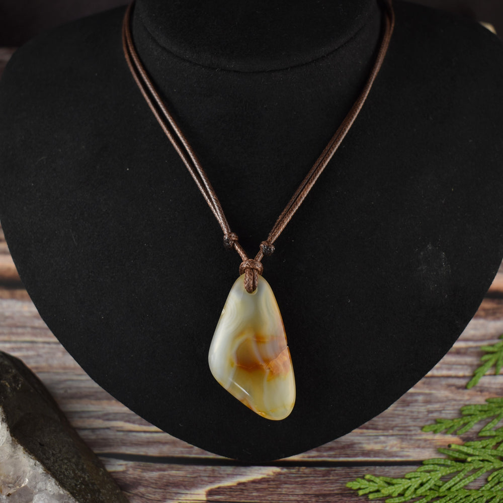 Banded Carnelian Agate Focal Pendant Necklace