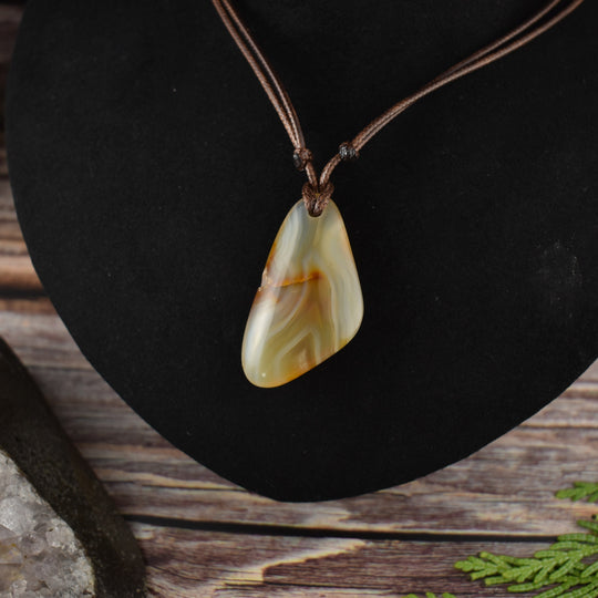 Banded Carnelian Agate Focal Pendant Necklace