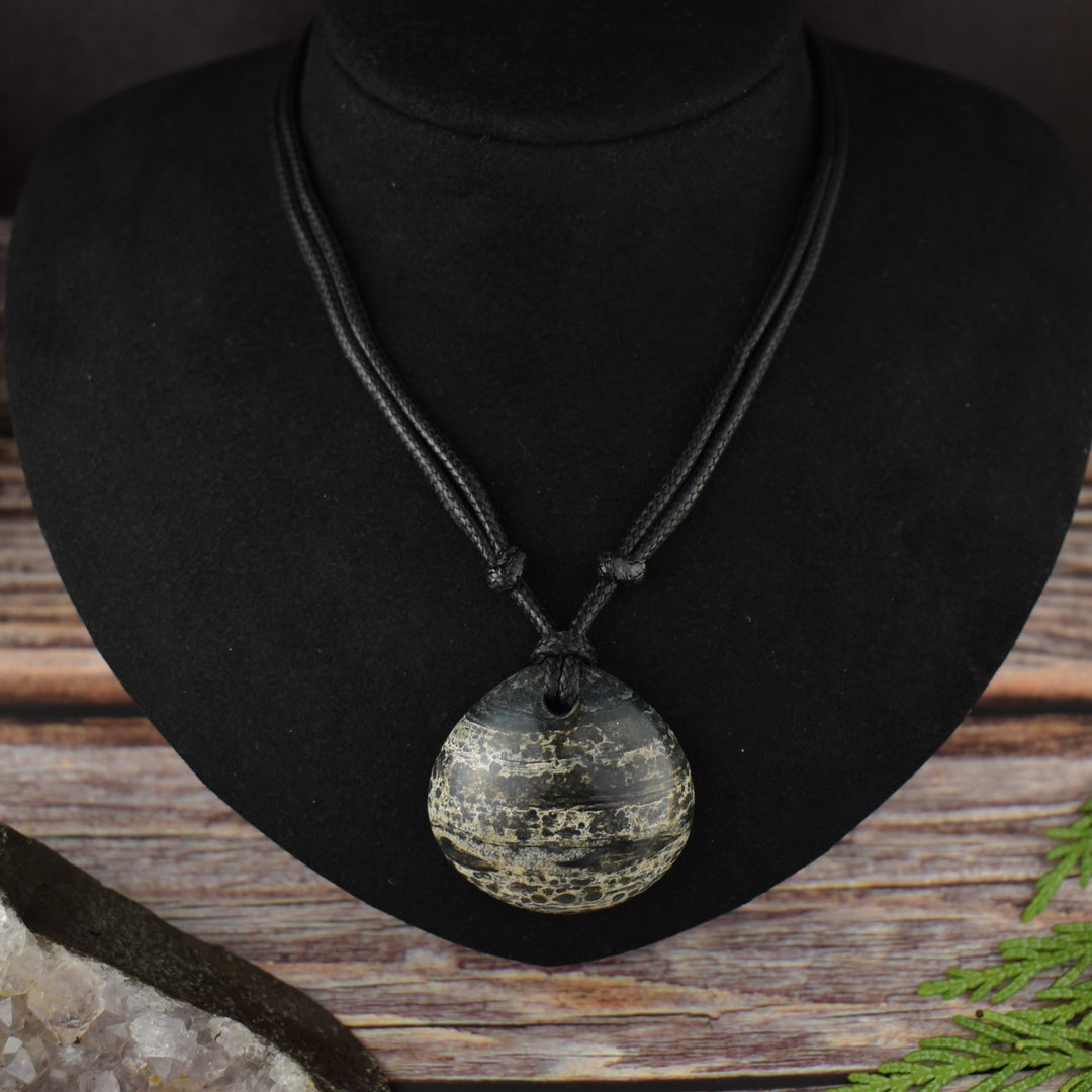 Blue Ocean Jasper Focal Pendant Necklace