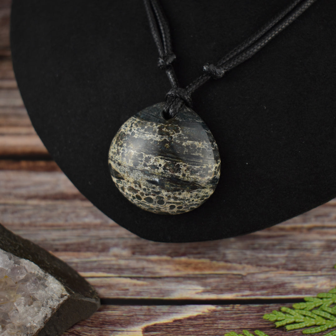 Blue Ocean Jasper Focal Pendant Necklace