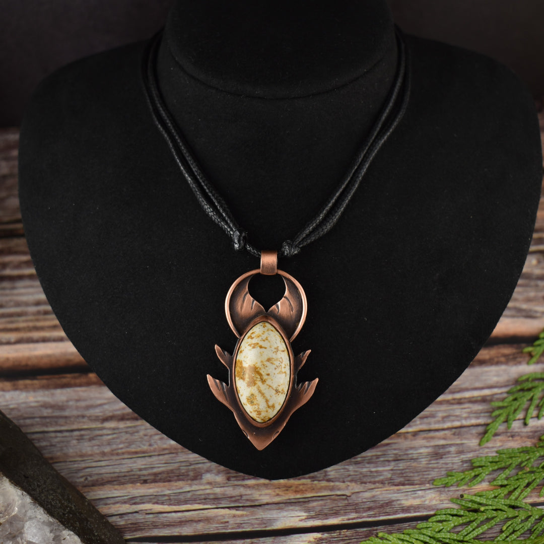 Koi Fish Jasper Copper Pendant Necklace