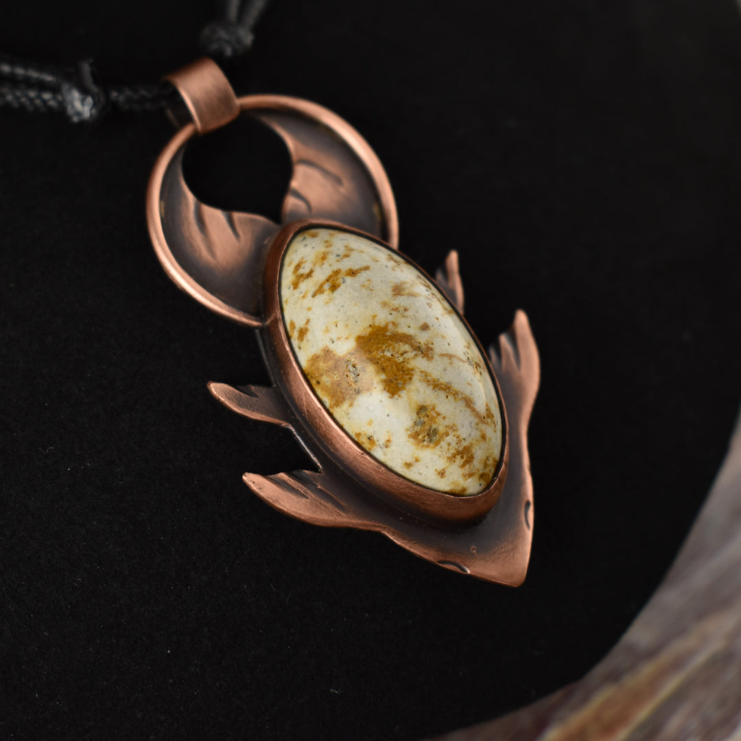 Koi Fish Jasper Copper Pendant Necklace