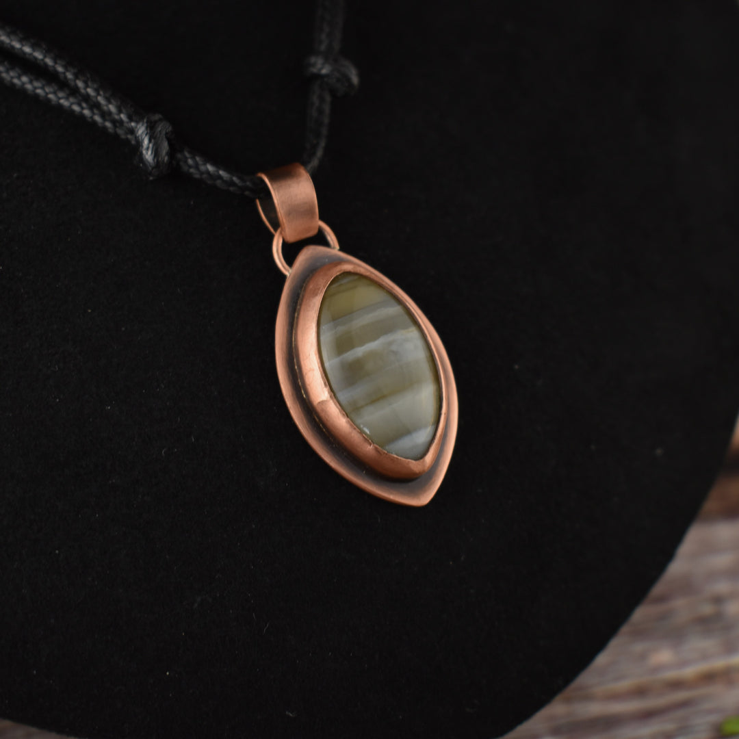 Yellow Banded Agate Copper Pendant Necklace