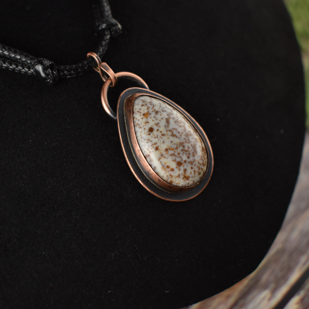 Polka Dot Jasper Copper Pendant Necklace