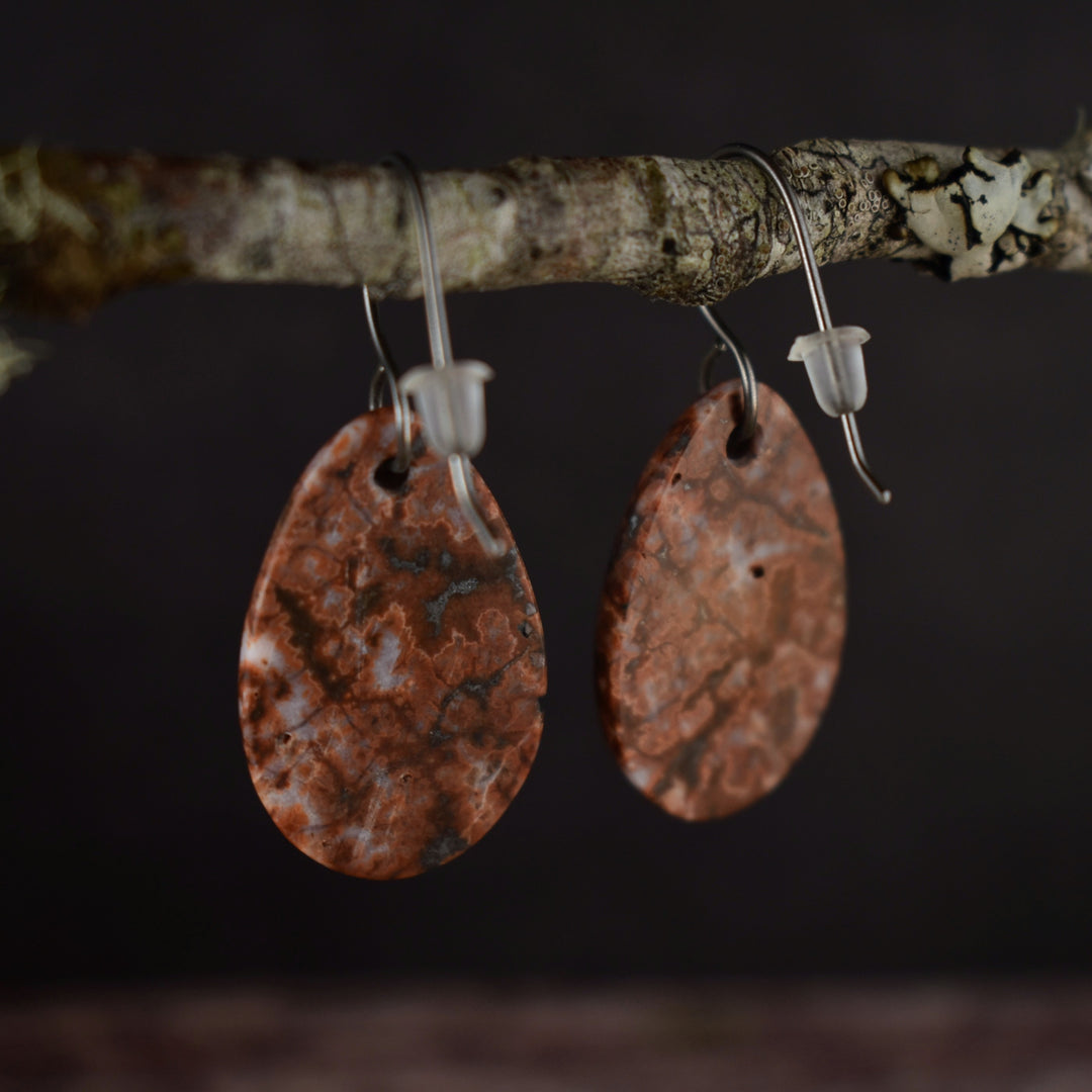 Red and Pink Jasper Drop Earrings