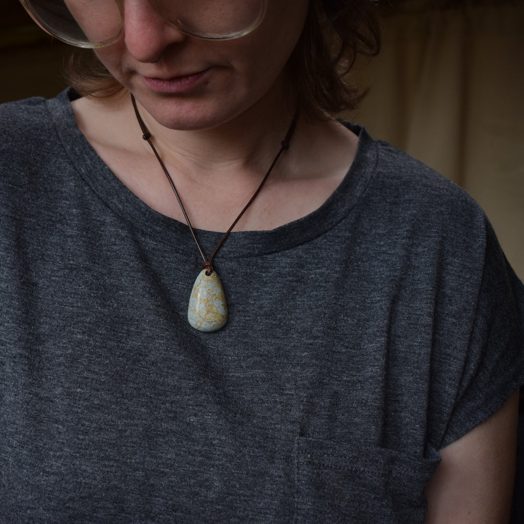 Robins Egg Jasper Focal Pendant Necklace