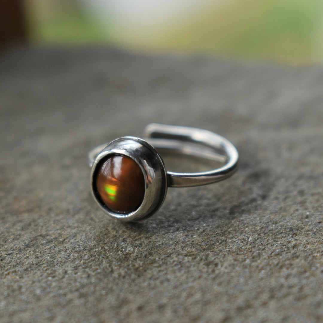 Fire Agate Ring in Sterling Silver | Adjustable 5 - 12