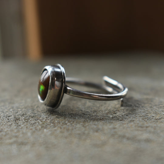 Fire Agate Ring in Sterling Silver | Adjustable 5 - 12