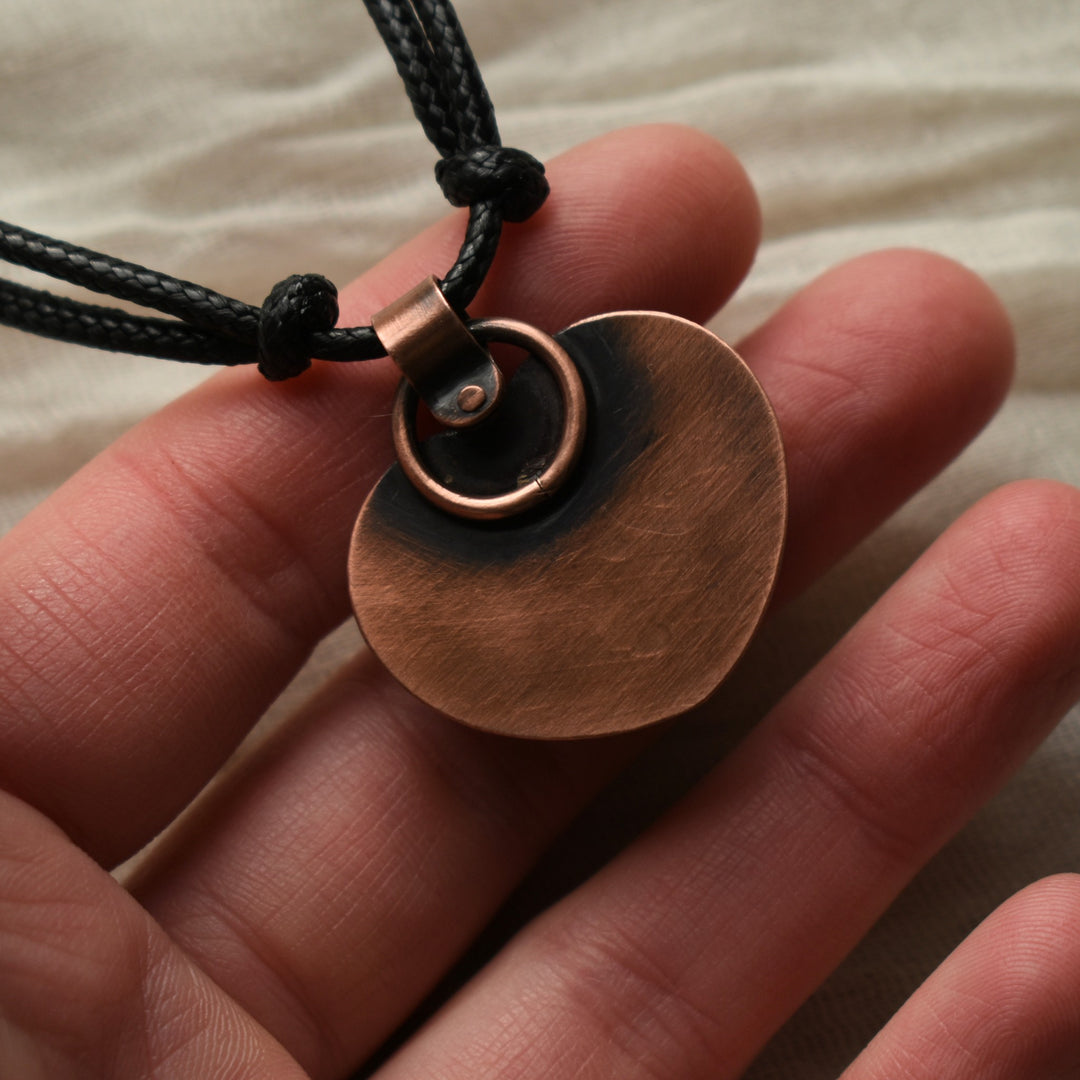 Sage Green Jasper Heart Copper Pendant Necklace, 1.25 Inches