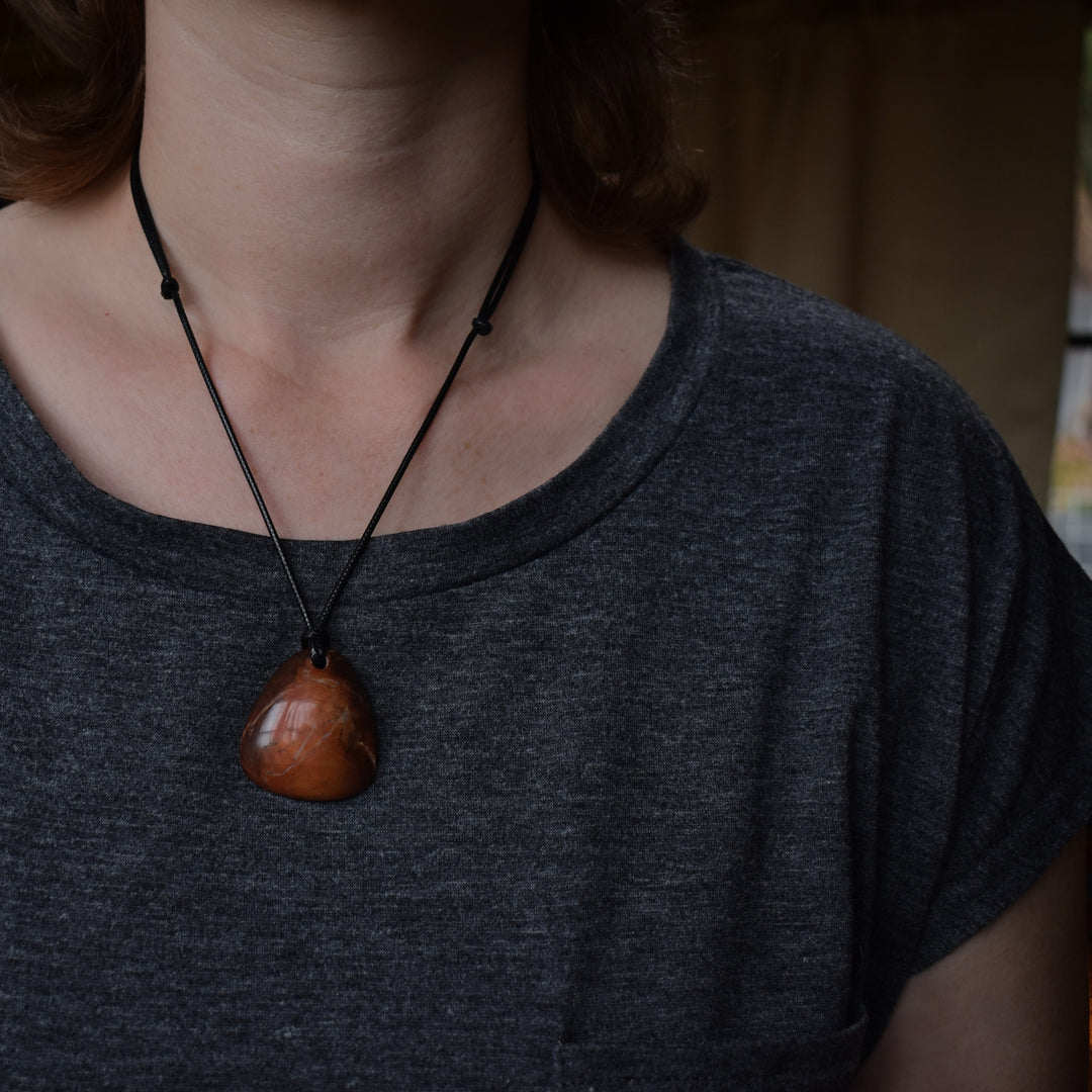 Orange Jasper Focal Pendant Necklace