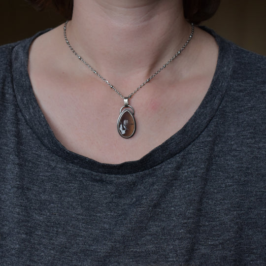 Gray Agate Silver Necklace