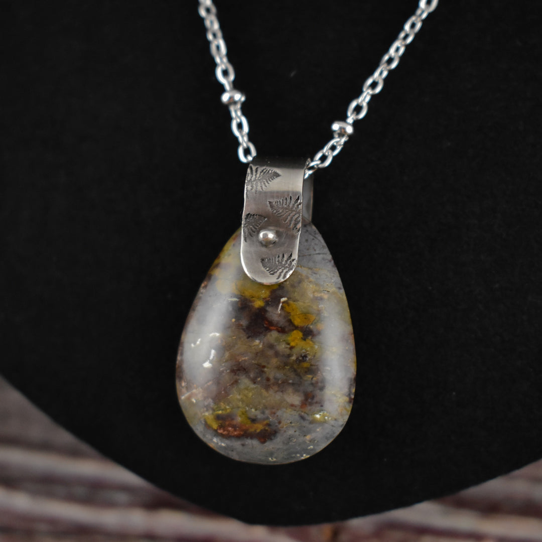 Jasper Silver Pendant Necklace